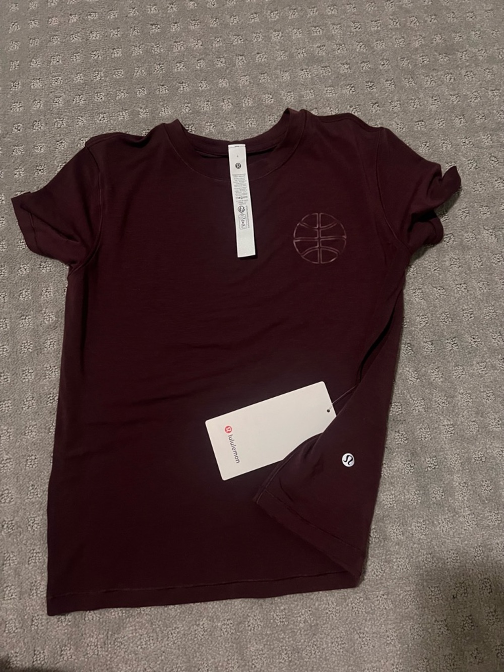 lululemon athletica Women's Maroon Short Sleeve Tee with Embroidered Logo